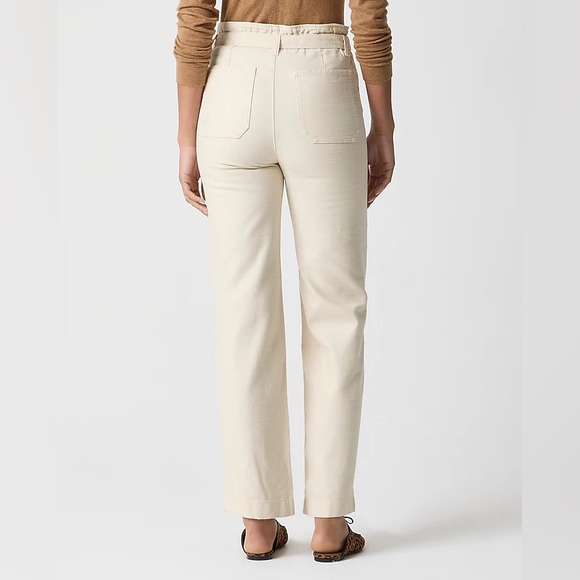 J Crew Factory Women's Twill Paper Bag Pants - Dusty Ivory Size 16 With Tie Belt - Picture 2 of 9